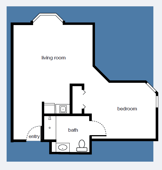 Floorplan of one bedroom apartment