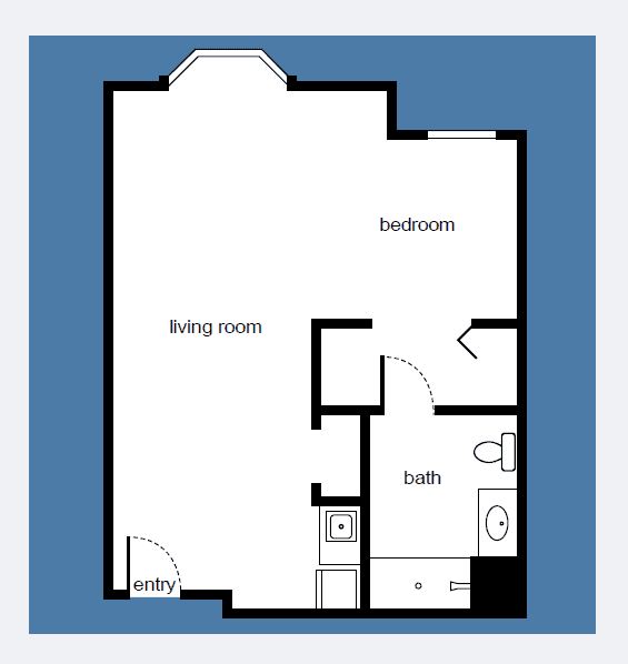 Floorplan of one bedroom apartment