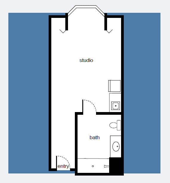 Floorplan of studio apartment