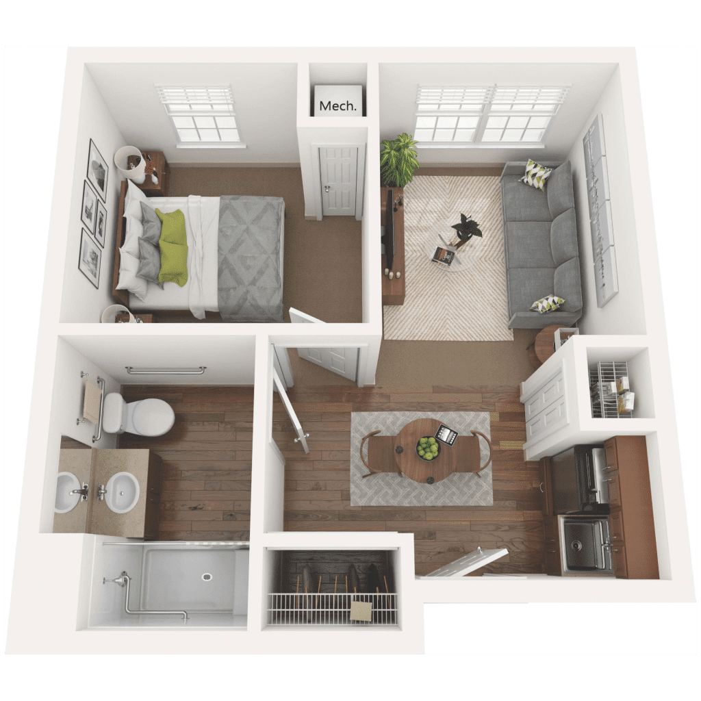 Capitol Hill Assisted Living & Memory Care - One Bedroom Floor Plan