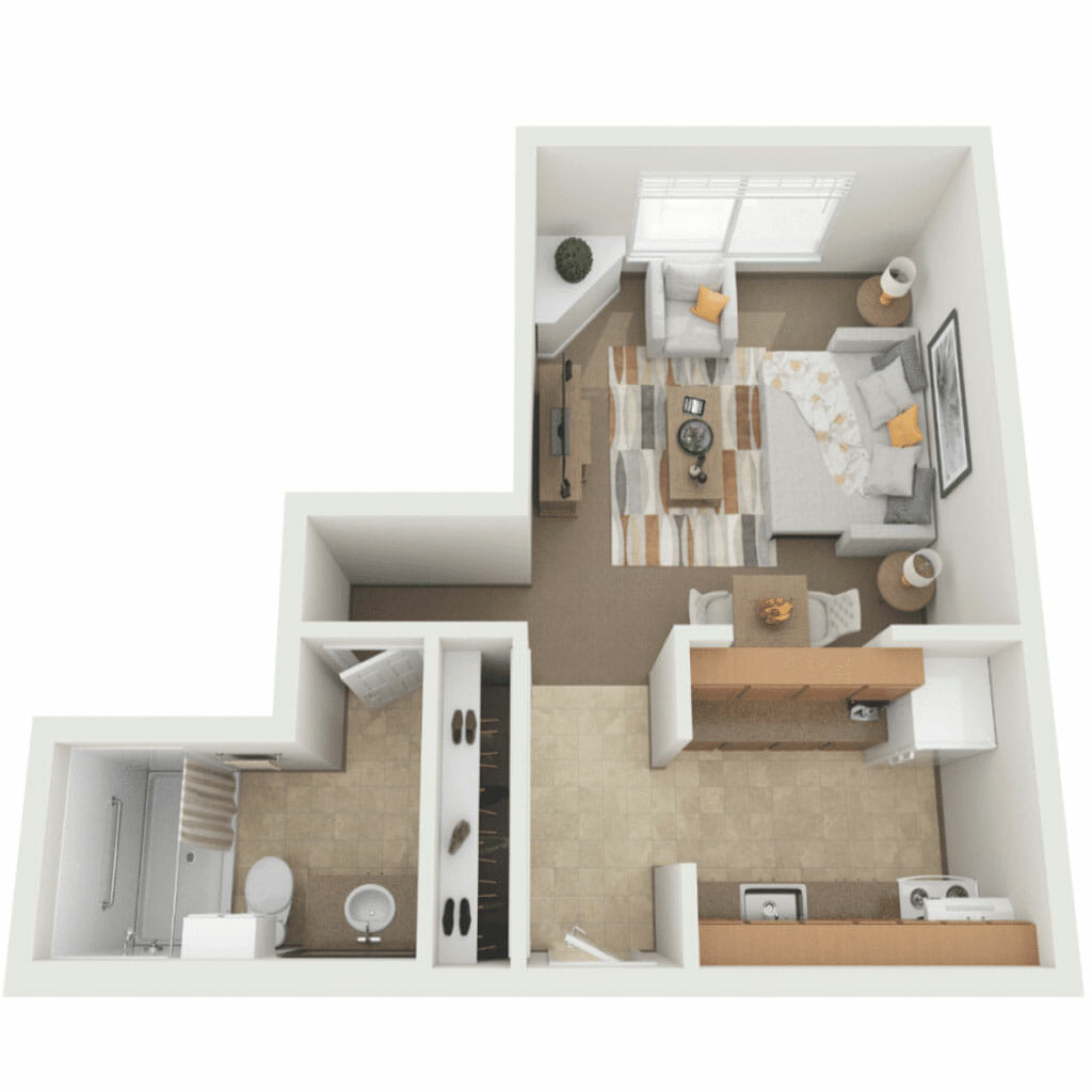 Farrington Court Independent & Assisted Living in Kent, WA - Studio Floor Plan
