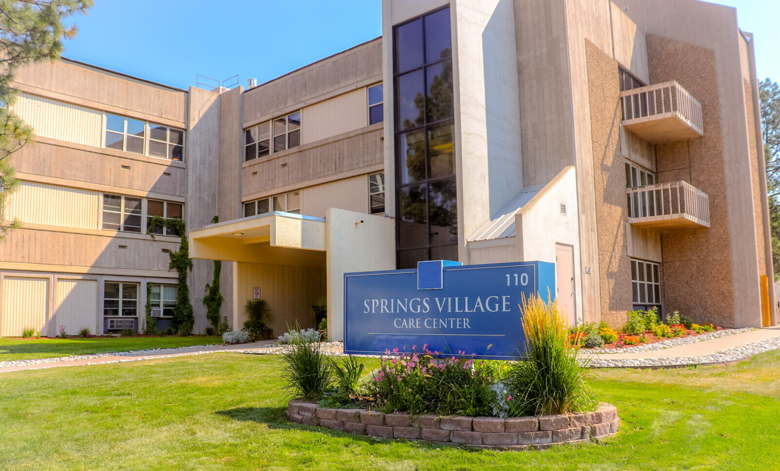 Springs Village Care Center Front Entrance and Sign Colorado Springs Colorado Skilled Nursing