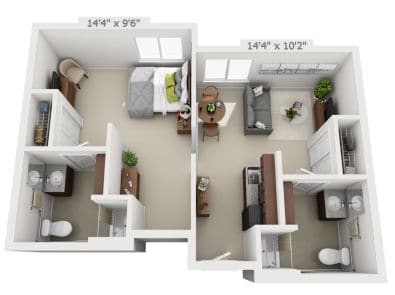 2 bedroom apartment layout with patio park lane senior living independent living salt lake city utah