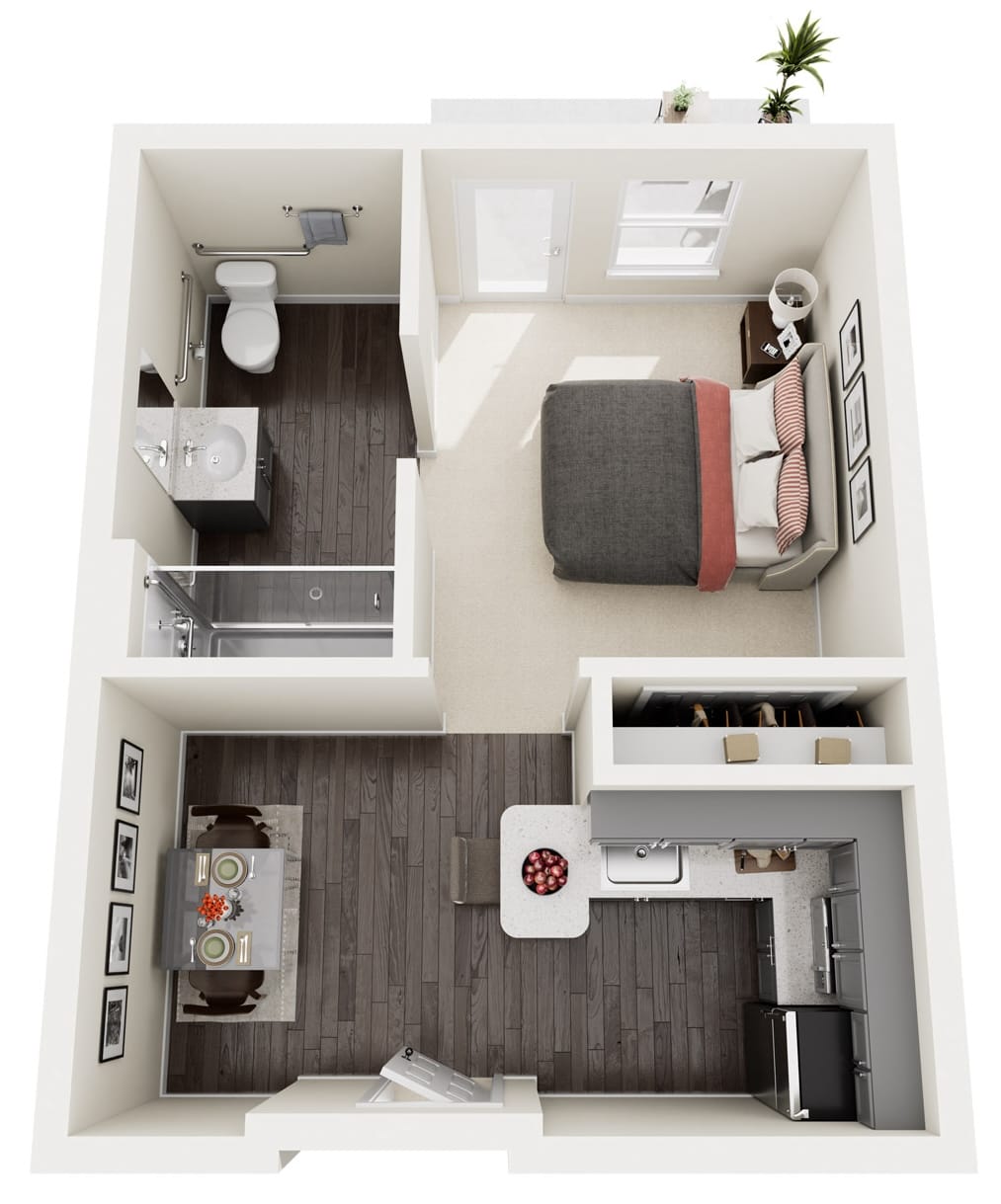 Farrington Court Independent & Assisted Living in Kent, WA - One Bedroom Floor Plan