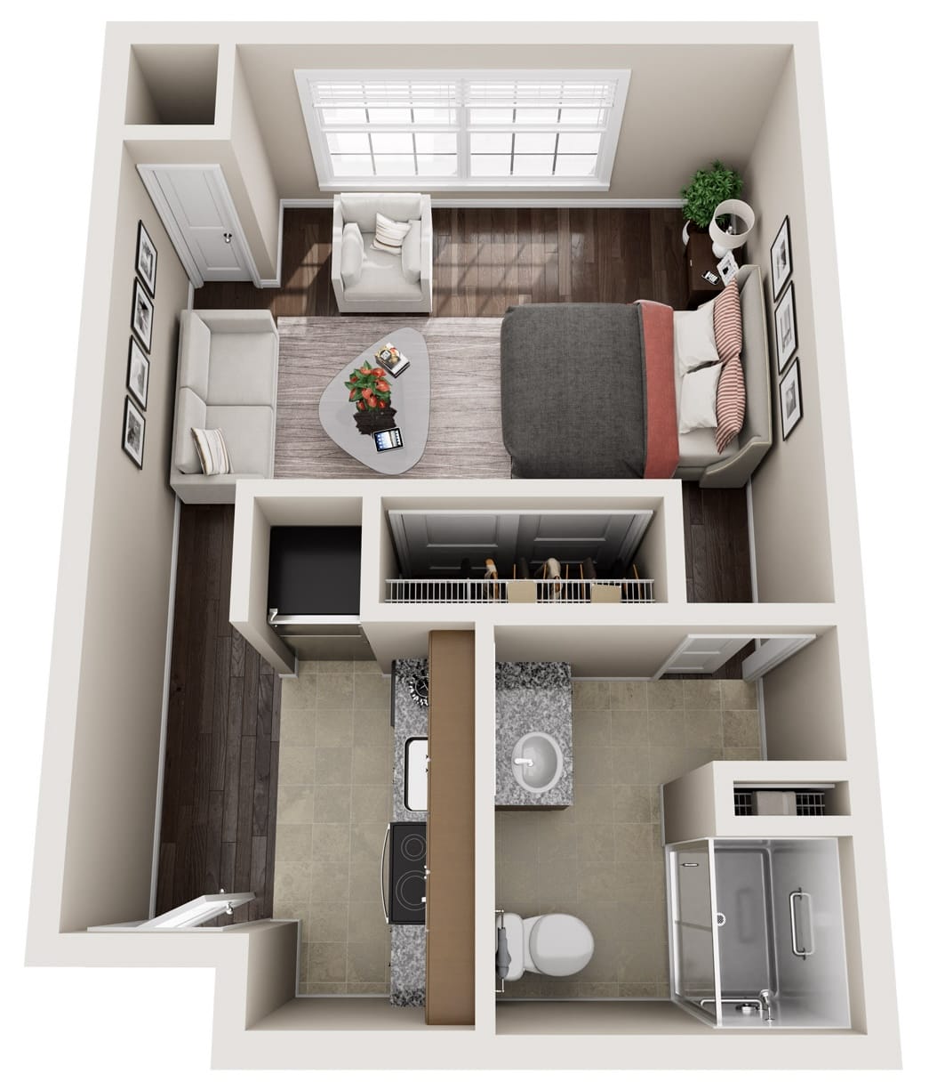 Farrington Court Independent & Assisted Living in Kent, WA - One Bedroom Floor Plan