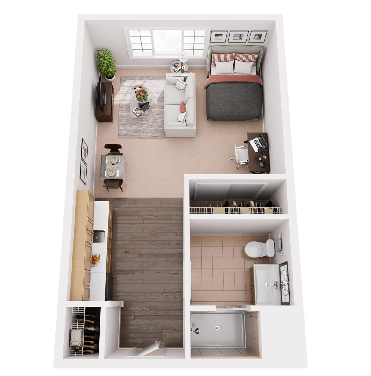 Farrington Court Independent & Assisted Living in Kent, WA - Studio Floor Plan