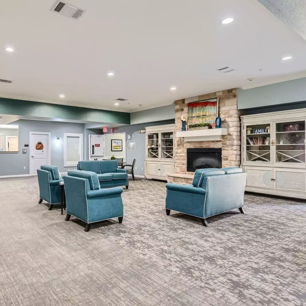 Copper Creek Senior Living South Jordan Utah front entrance at sunset