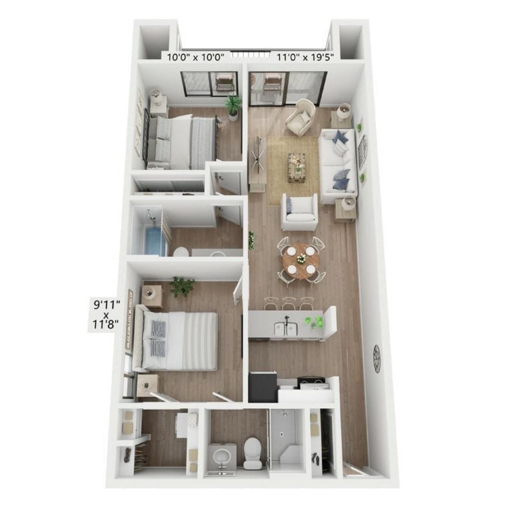 2 bedroom apartment layout with patio park lane senior living independent living salt lake city utah
