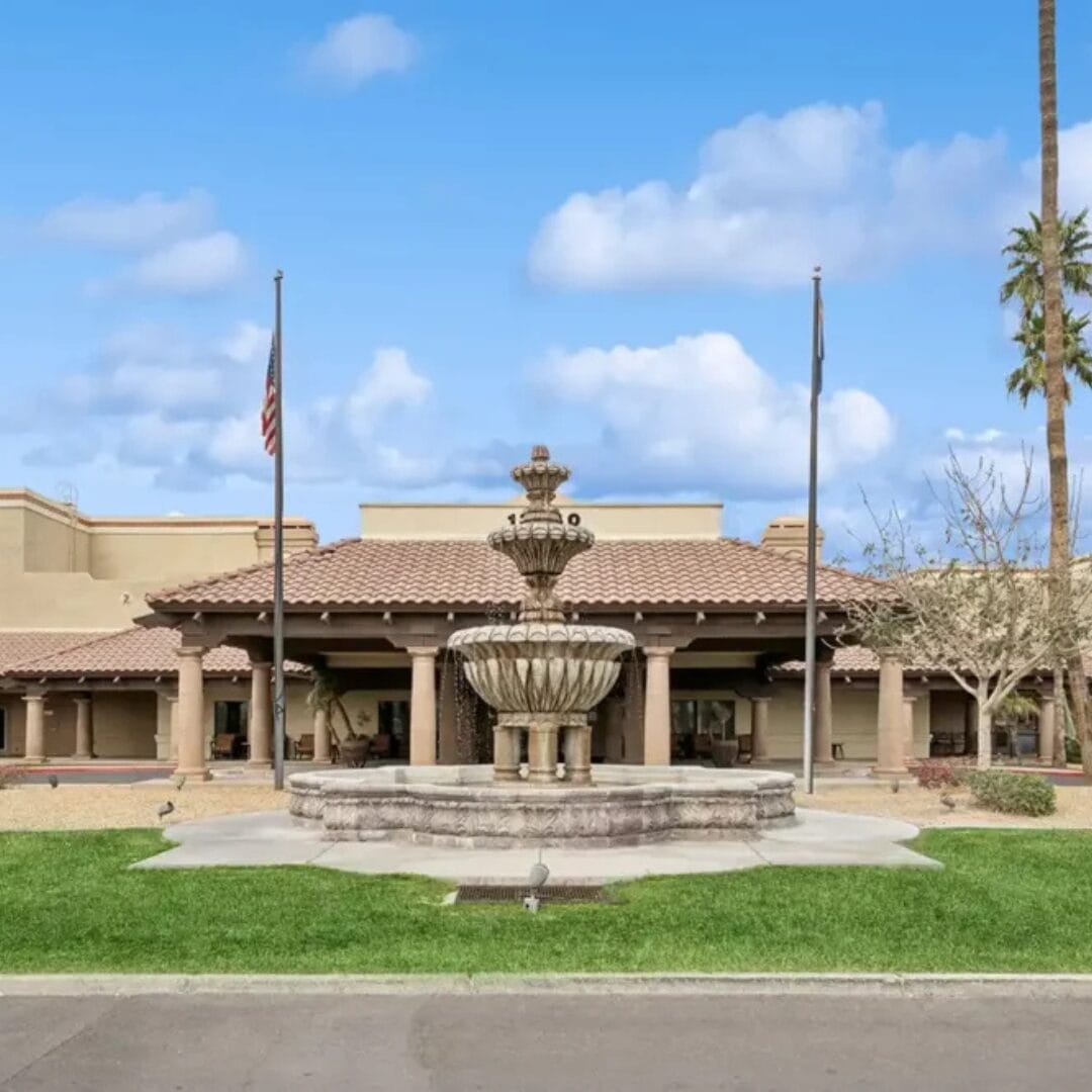 Copper Creek Senior Living South Jordan Utah front entrance at sunset
