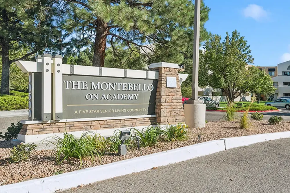 The Montebello on Academy Senior Living sign