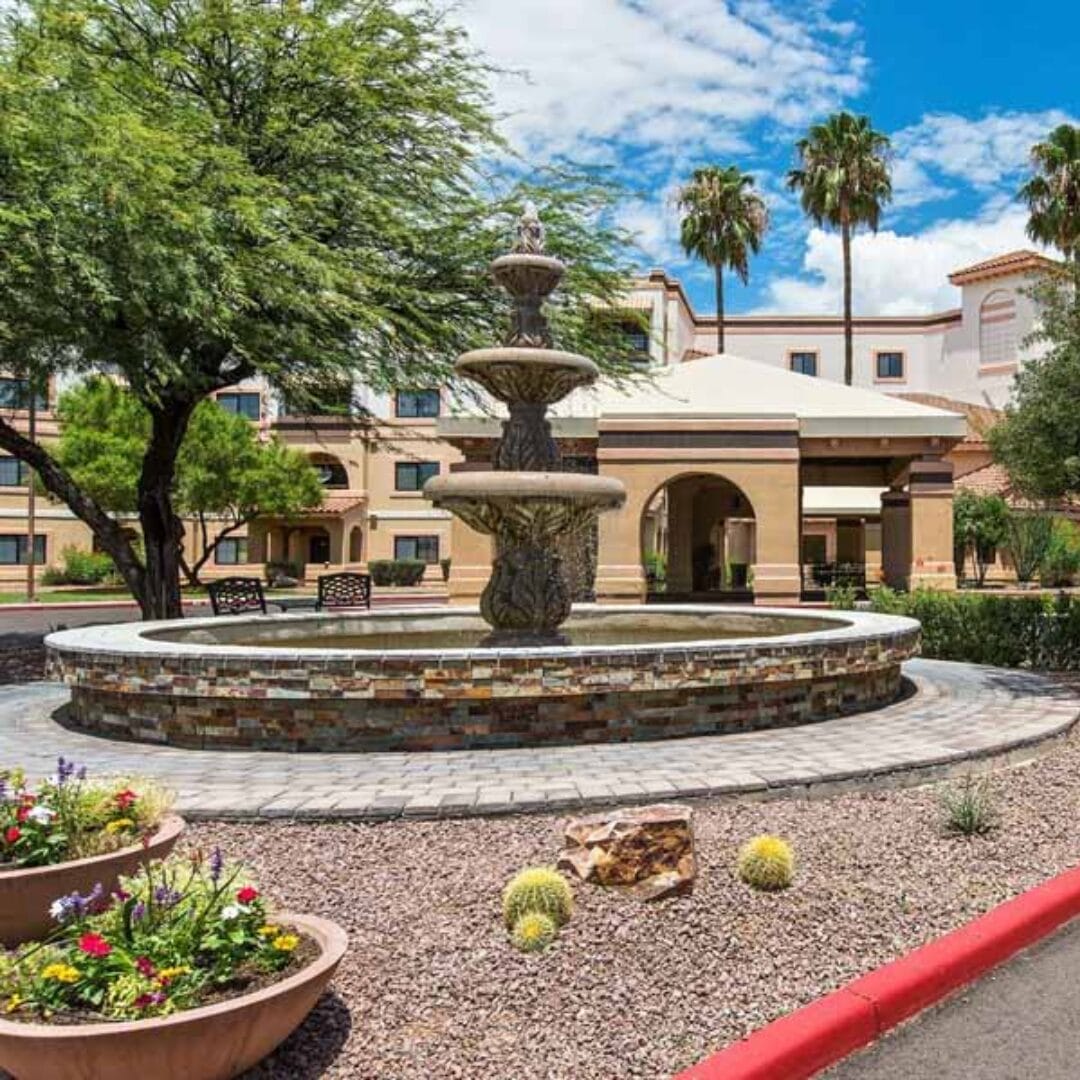 Copper Creek Senior Living South Jordan Utah front entrance at sunset