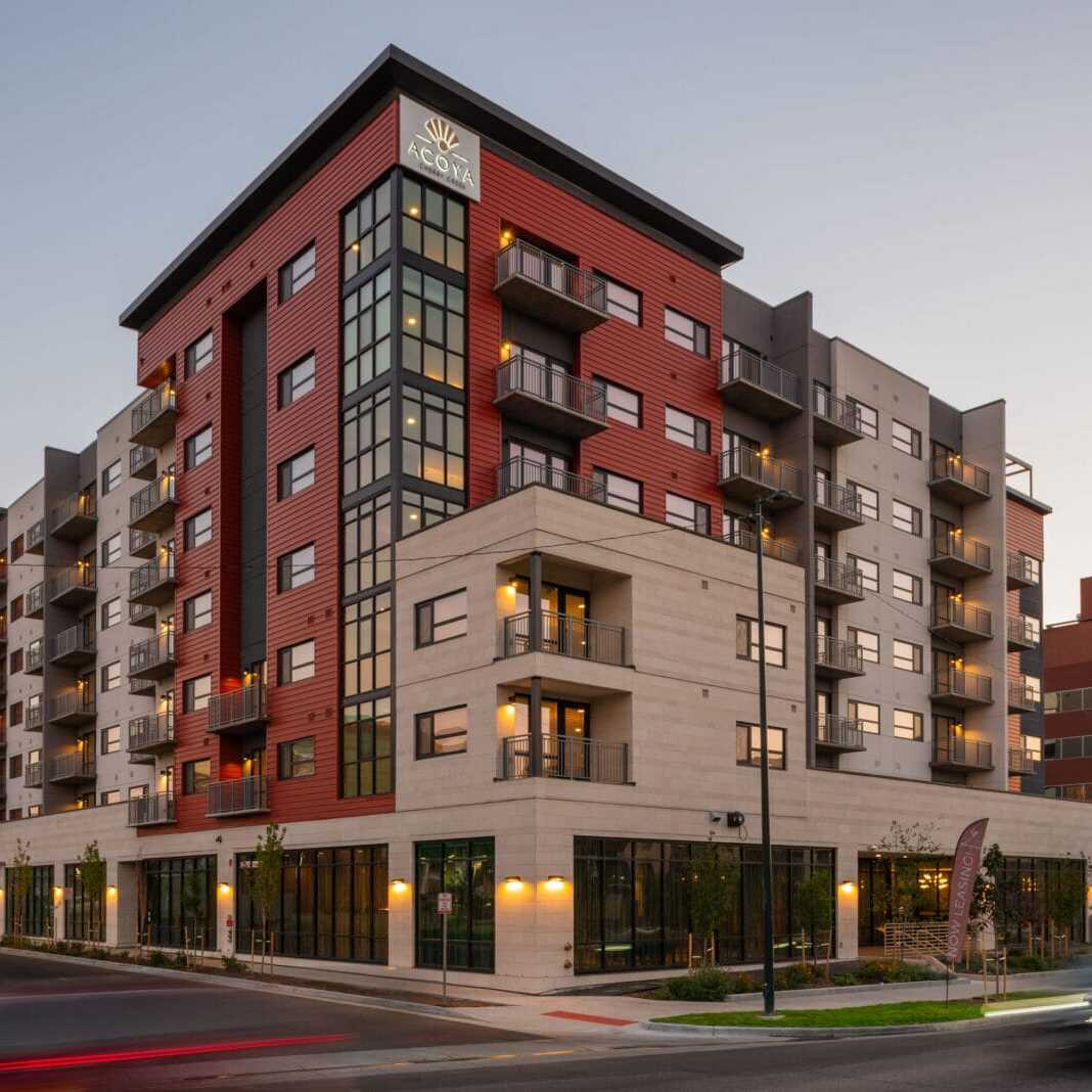 Acoya-Cherry-Creek_Photography-by-Bridge-Projects-web-res-29 Copper Creek Senior Living South Jordan Utah front entrance at sunset