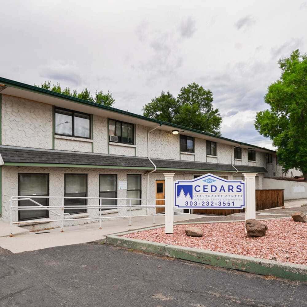 Copper Creek Senior Living South Jordan Utah front entrance at sunset