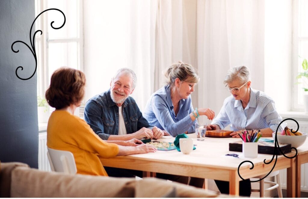 A group of 55+ seniors around a table.