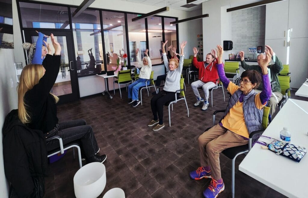 Acoya Cherry Creek Senior Living residents doing tai chi