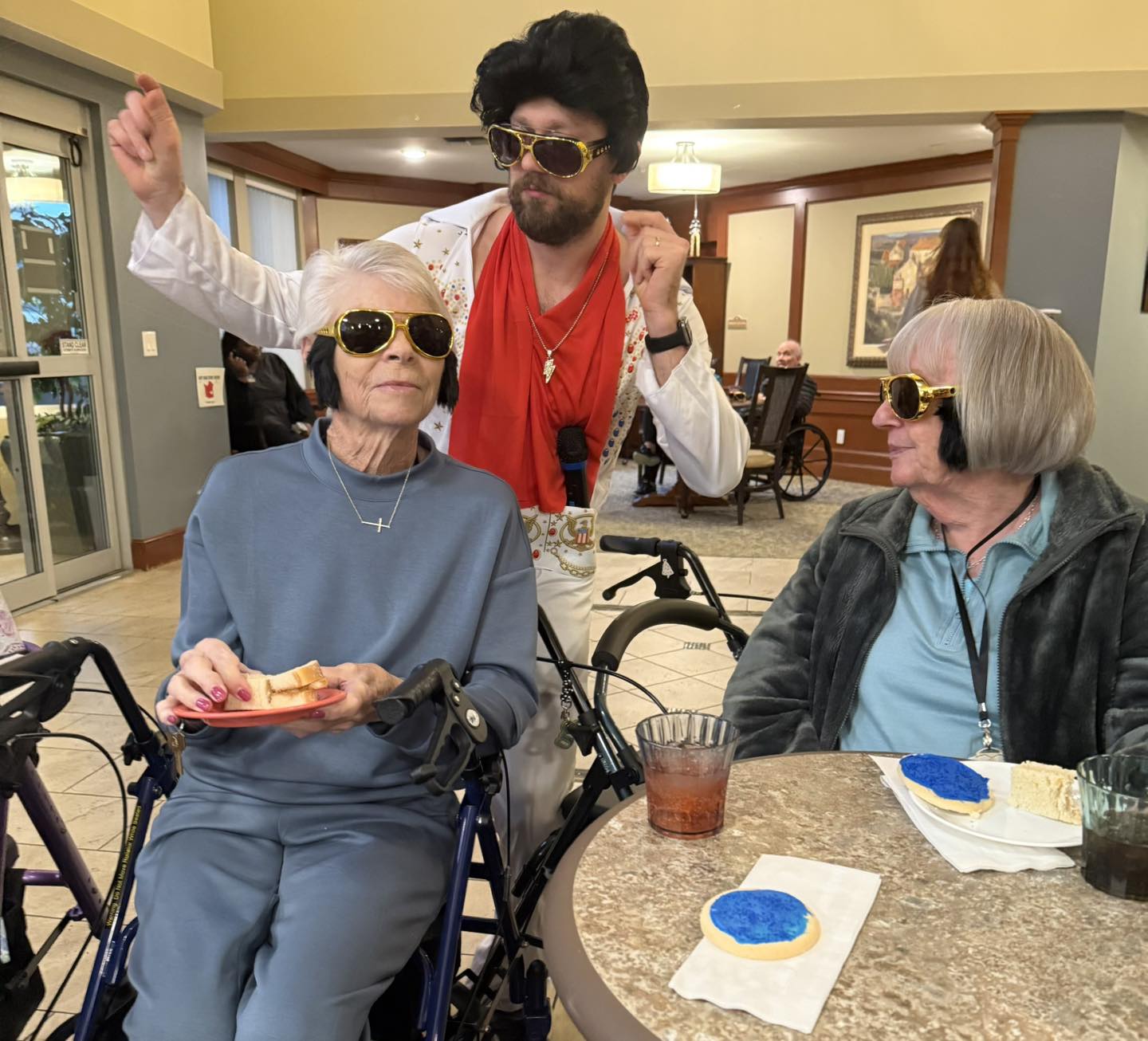 Elvis impersonator and very cool seniors