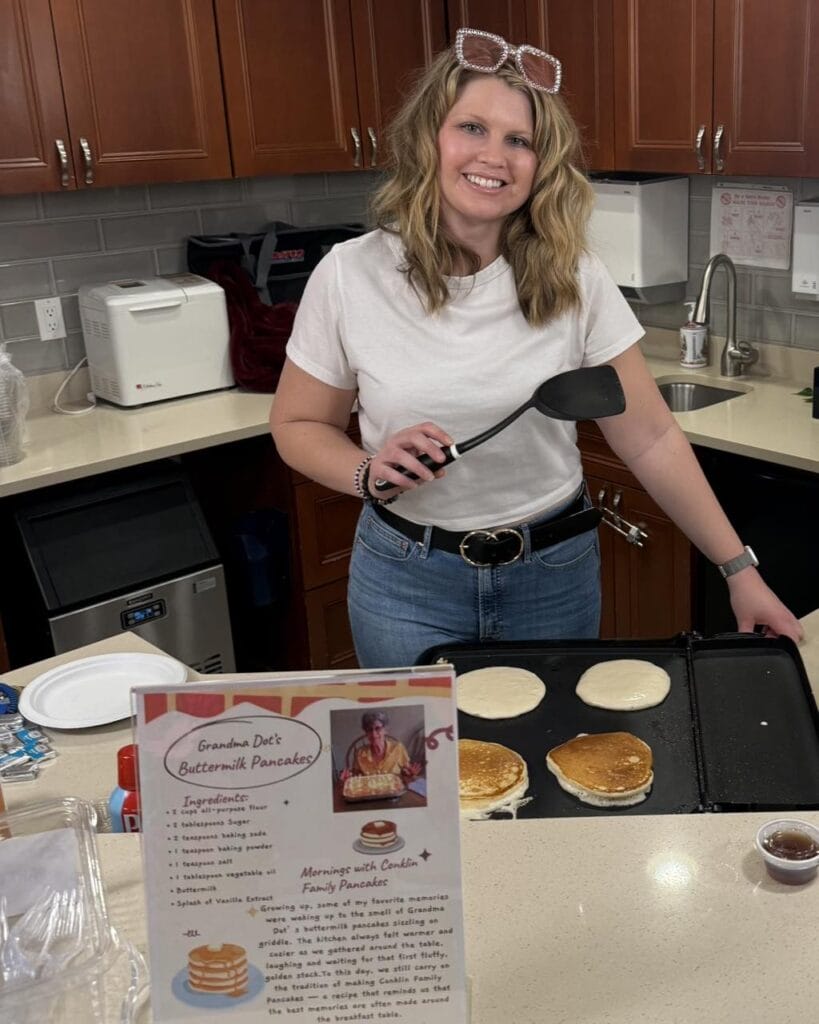 Senior citizens celebrating national pancake day