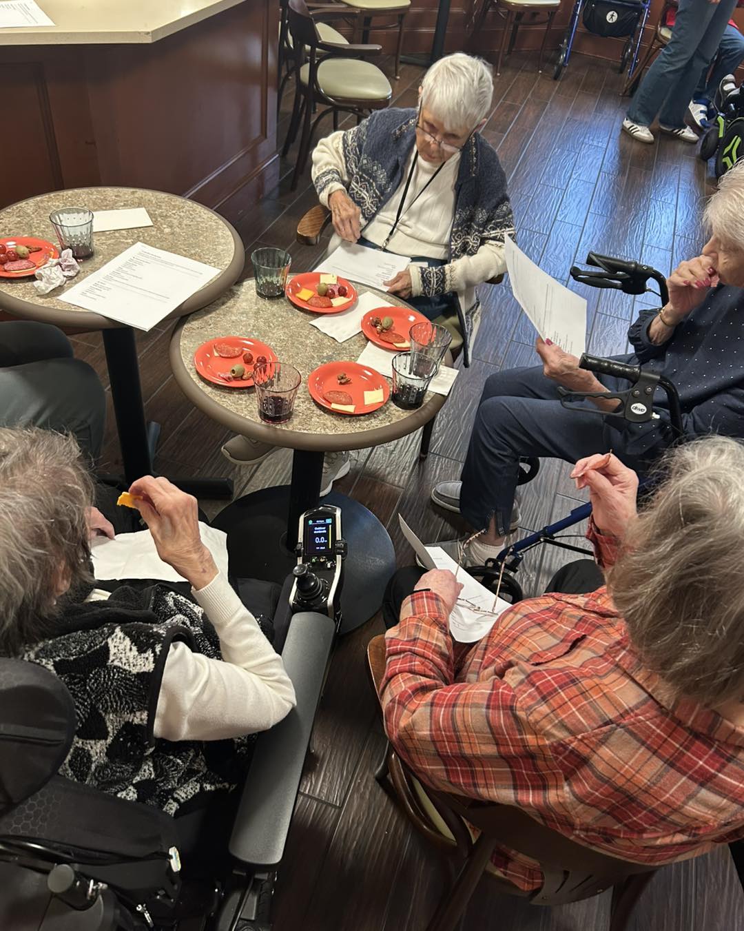 Seniors enjoying a wine tasting