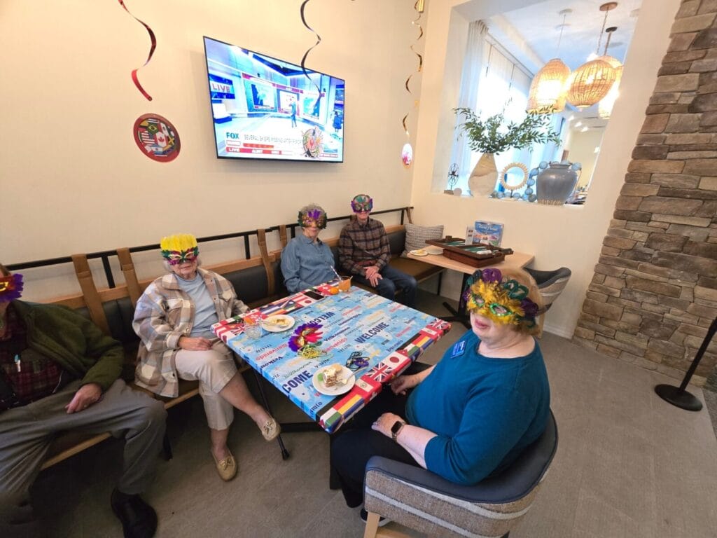 Residents of Edmonds Village Senior Living celebrate mardi gras