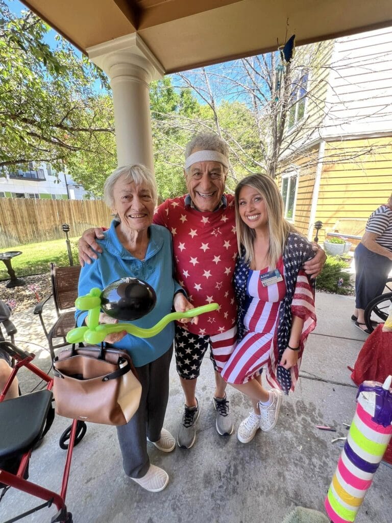 The patio with Lakewood Reserve memory care residents
