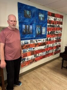 Bobby Jone's with his 9/11 Art that hangs at Sandia Vista Senior Living