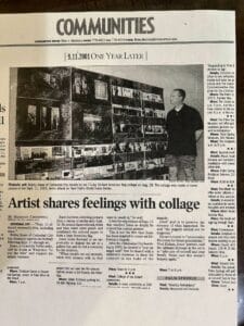 Bobby Jone's Newspaper clipping showing 9/11 Art